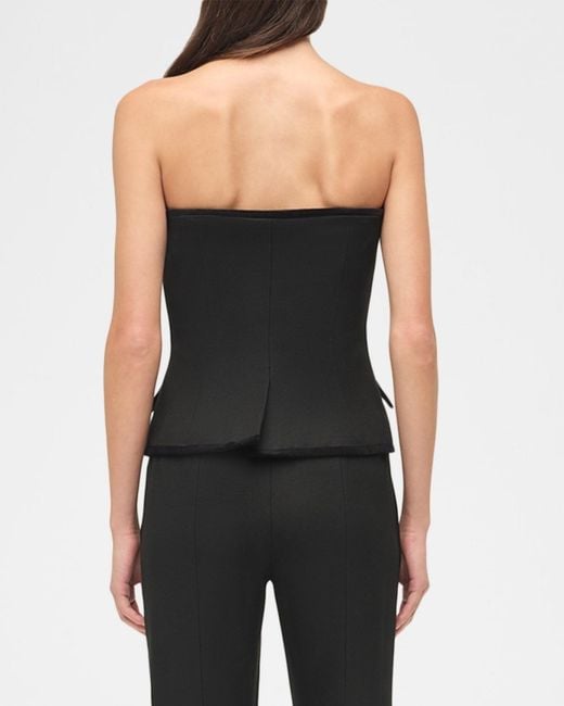 Jonathan Simkhai Black Cambrie Button-Front Bustier Top