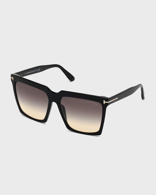 Tom Ford Black Sabrina Square Acetate Sunglasses