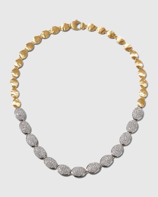 Marco Bicego Metallic 18k Siviglia Yellow And White Gold Diamond Pave Necklace