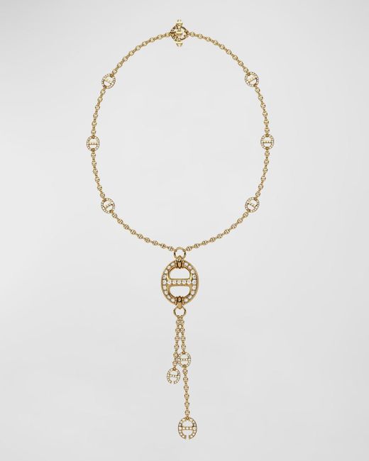 Hoorsenbuhs White 18k Lariat Necklace With Tri Link Diamond Stations