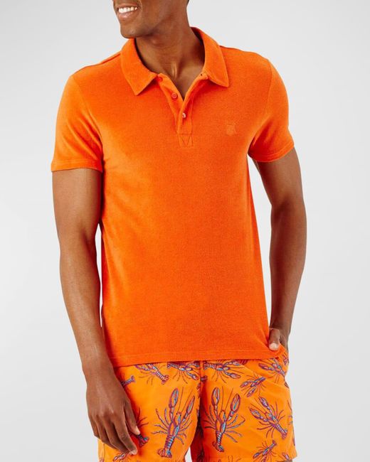Vilebrequin Orange Organic Terry Polo Shirt for men
