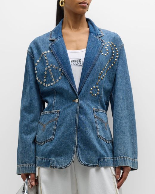 Moschino Jeans Blue Studded Denim Jacket