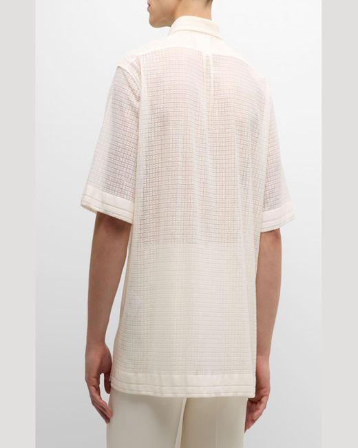 Givenchy White Monogram Lace Button-Down Shirt for men