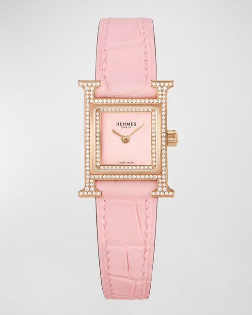 Hermès Pink Heure H Watch, Mini Model, 21 Mm