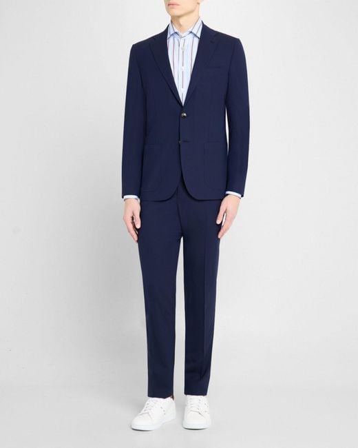 Kiton Blue Apos;S Solid Wool Blazer for men