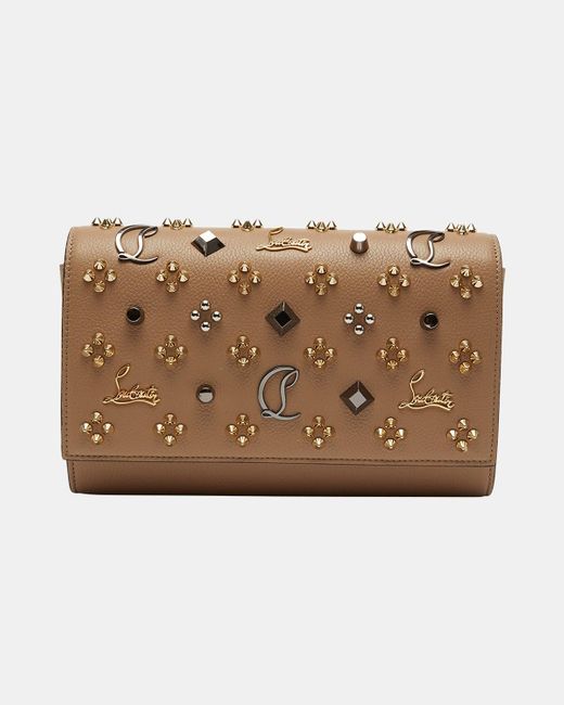 Christian Louboutin Brown Paloma Clutch In Leather With Loubinthesky Spikes