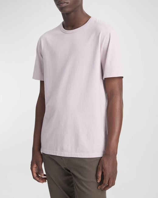 Vince Pink Garment-Dyed Crewneck T-Shirt for men
