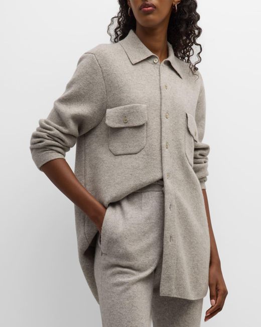 TSE Gray Recycled Cashmere Button-down Shirt