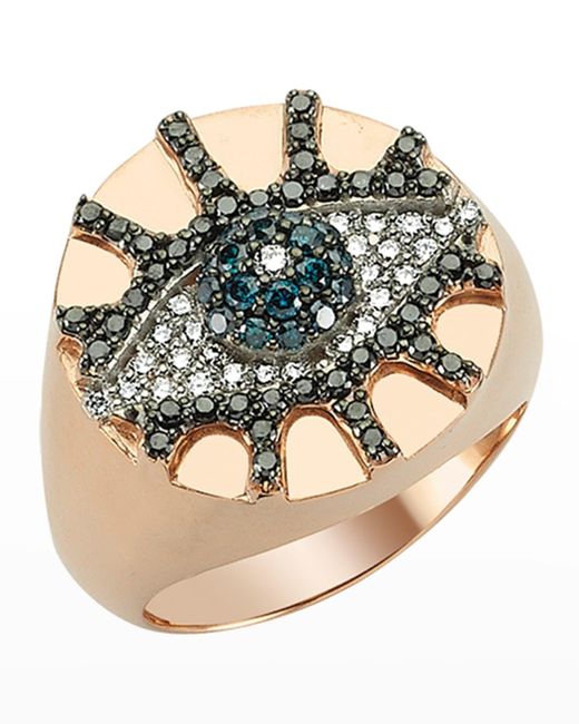 BeeGoddess Natural Eye Light Multi-diamond Pinky Ring, Size 7