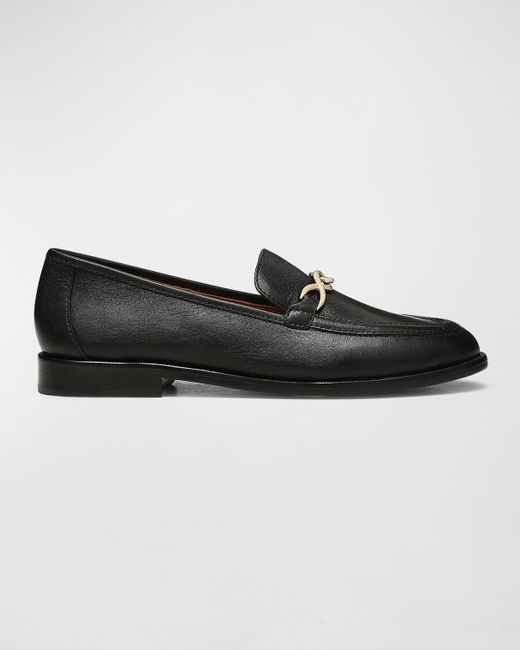 Joie Black Leather Chain Flat Loafers