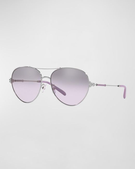 Tory Burch Purple 58mm Gradient Mirrored Pilot Sunglasses