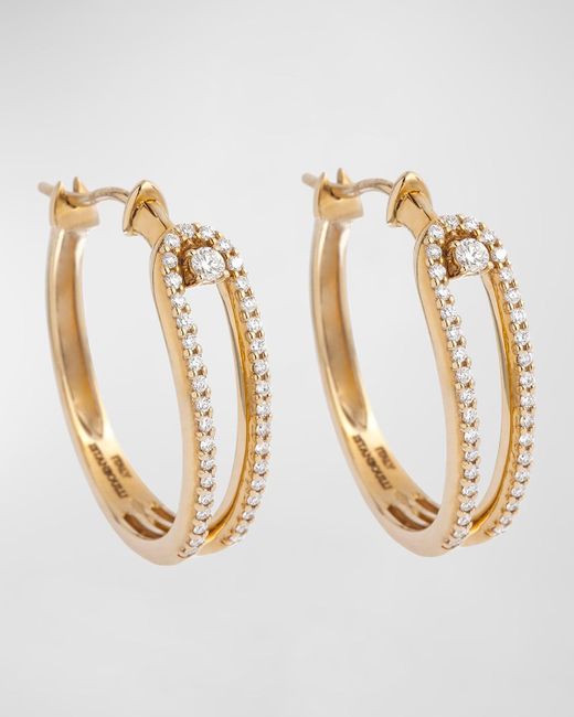 Krisonia Metallic 18k Yellow Gold Hoop Earrings With Diamonds