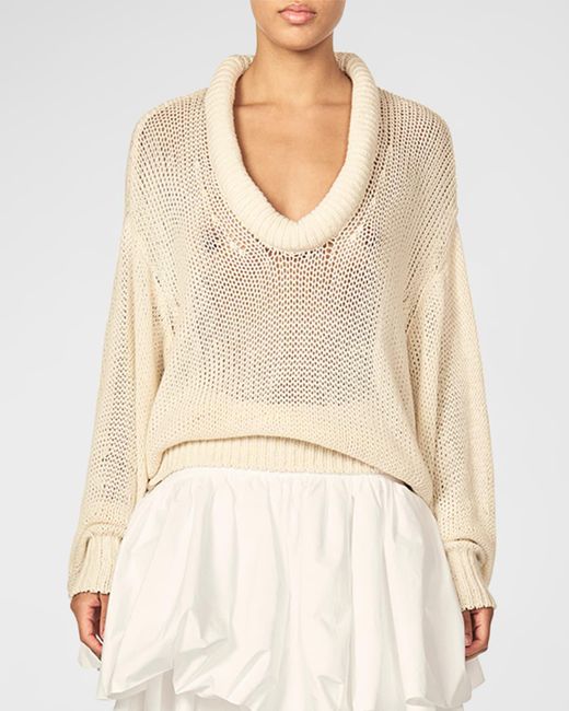 Interior Natural The Bruno Plunging Cotton Sweater