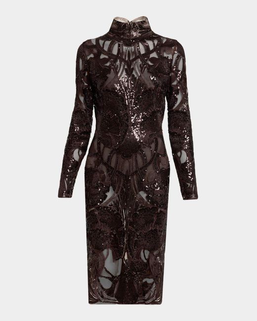 Saab Wedding Dress Elie Saab Lace Dress Elie Saab Sequined Lace Mock-Neck  Long-Sleeve Dress