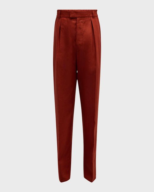 Loro Piana Red Reinga Pleated Pants for men