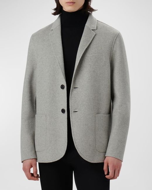 Bugatchi Gray Double-Knit Two-Button Blazer for men