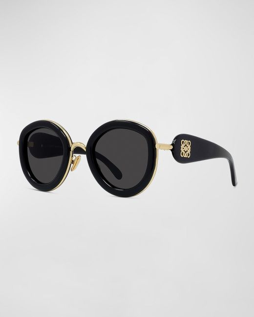 Loewe Black Anagram Acetate Round Sunglasses for men