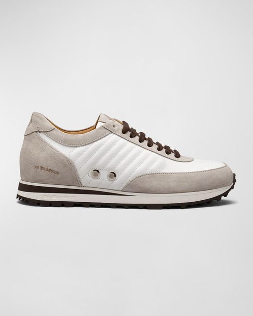 Di Bianco White Daytona Suede-leather Low-top Sneakers for men