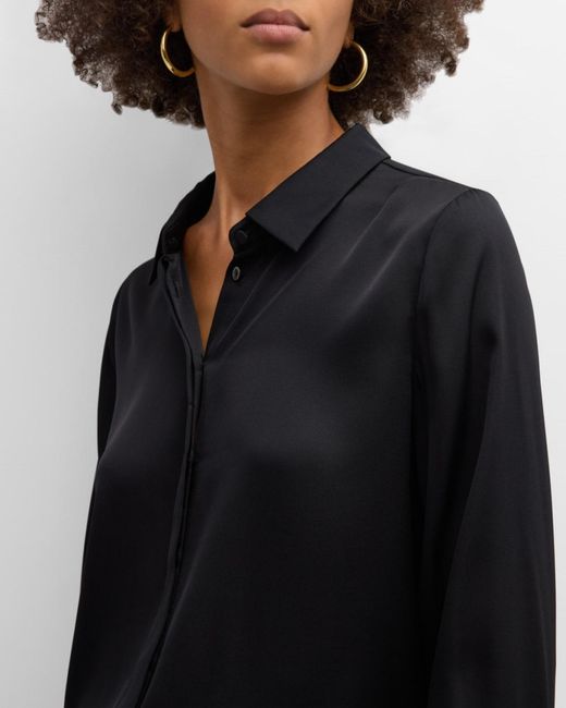 Kobi Halperin Black Larissa Split-Cuff Button-Down Blouse