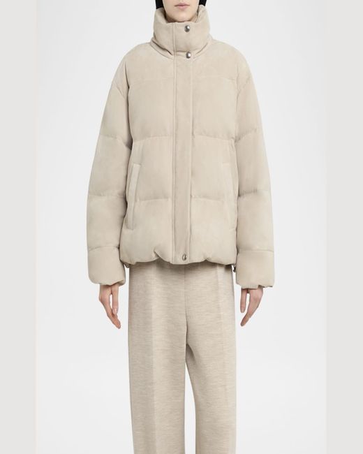 Loro Piana Natural Jools Soft Techno Suede Puffer Jacket