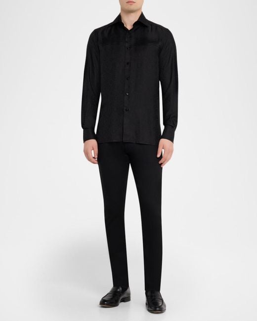 Stefano Ricci Apos;S Tonal Geometric Silk Jacquard Dress Shirt in Black for  Men | Lyst