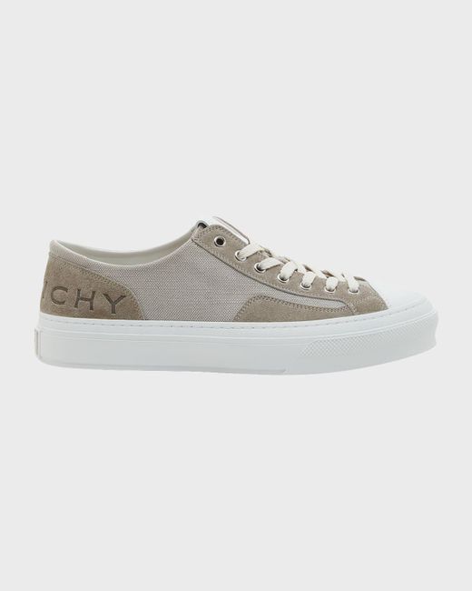 Givenchy Gray City Canvas Suede Low-Top Sneakers for men