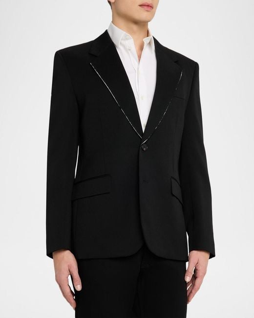 Givenchy Black Fitted Wool Raw-Edge Two-Button Blazer for men