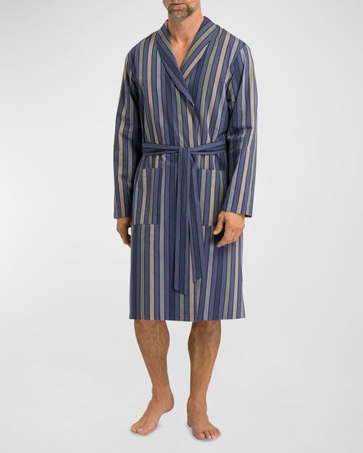 Hanro Blue Night And Day Woven Robe for men