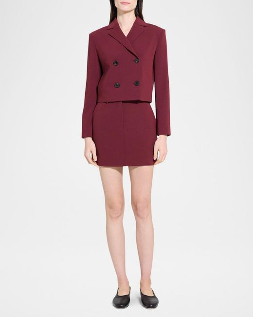 Theory Red Crop Double-Breasted Jacket
