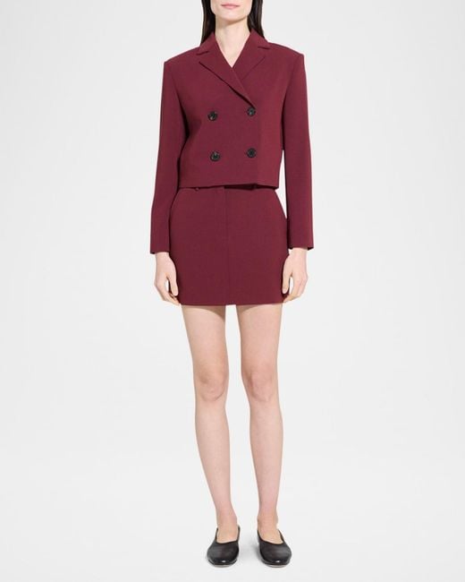 Theory Red Crop Double-Breasted Jacket