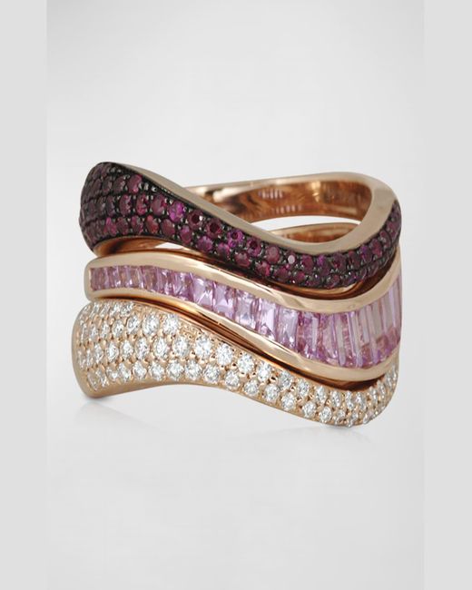 Kavant & Sharart 18k Rose Gold Pink Sapphire Curved Ring