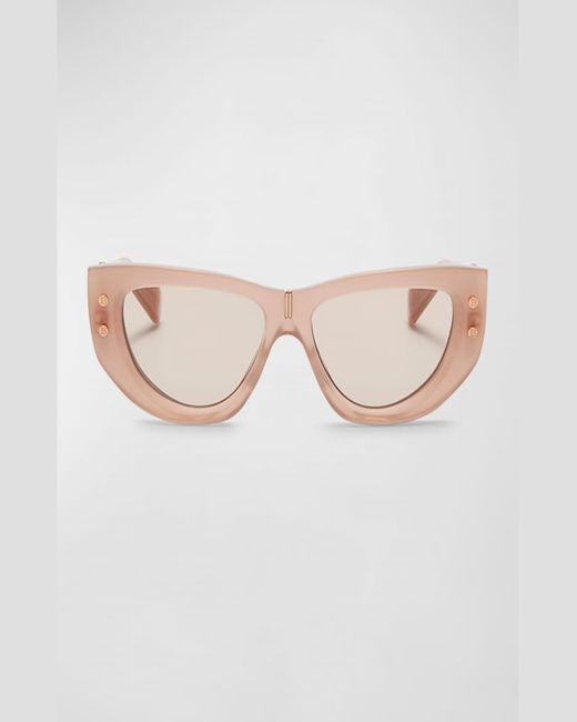 Balmain Natural B-muse Acetate & Titanium Cat-eye Sunglasses