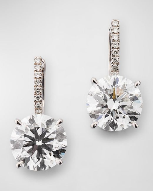 Neiman Marcus White Lab Grown Diamond 18K Drop Earrings, 6.0Tcw