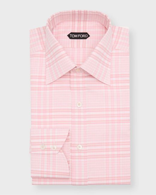 Tom Ford Pink Slim Fit Maxi-check Dress Shirt for men