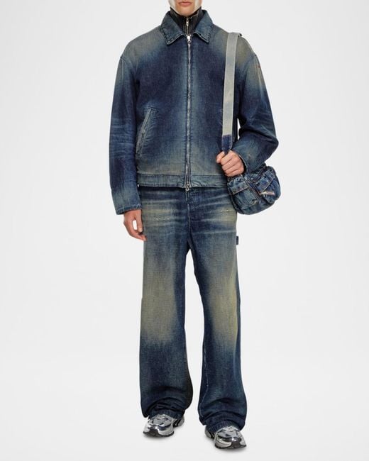 DIESEL Blue Apos;S D-Stack Faded Denim Jacket for men