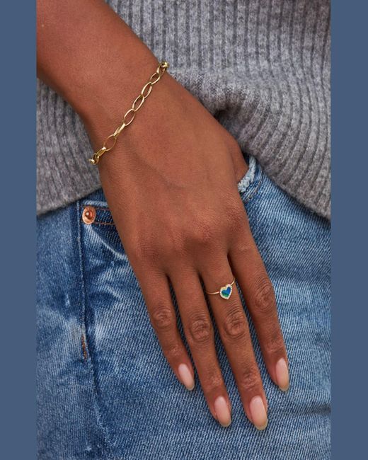 Jennifer Meyer Metallic 18k Gold Diamond Heart Ring, Size 6.5