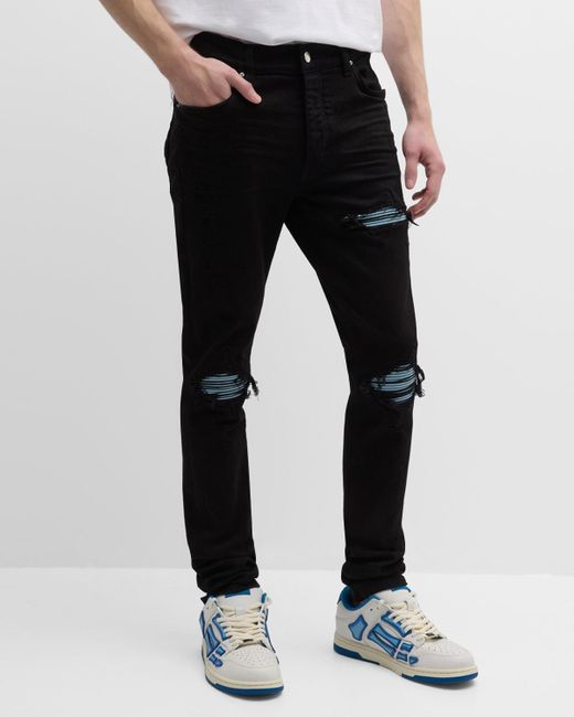 Amiri Black Mx1 Suede-Patch Skinny Jeans for men