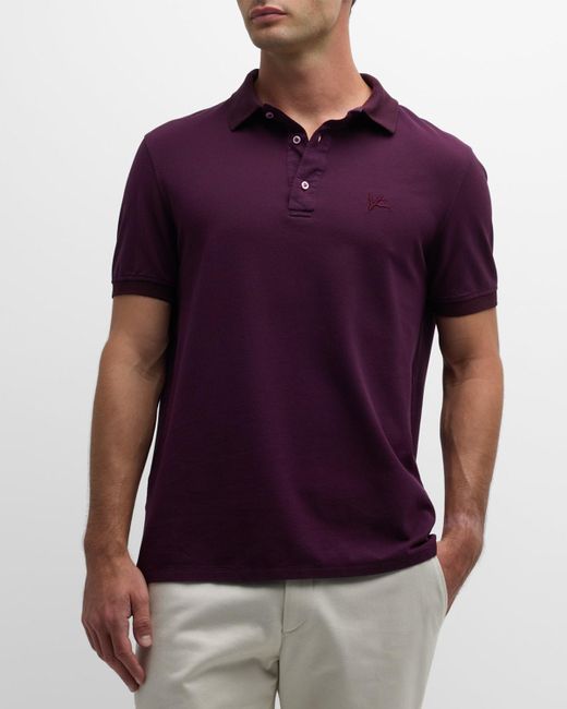 Isaia Purple Cotton Pique Polo Shirt for men