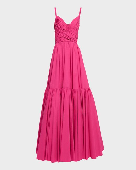 Giambattista Valli Pink Draped Sleeveless Ruffle-Hem Gown