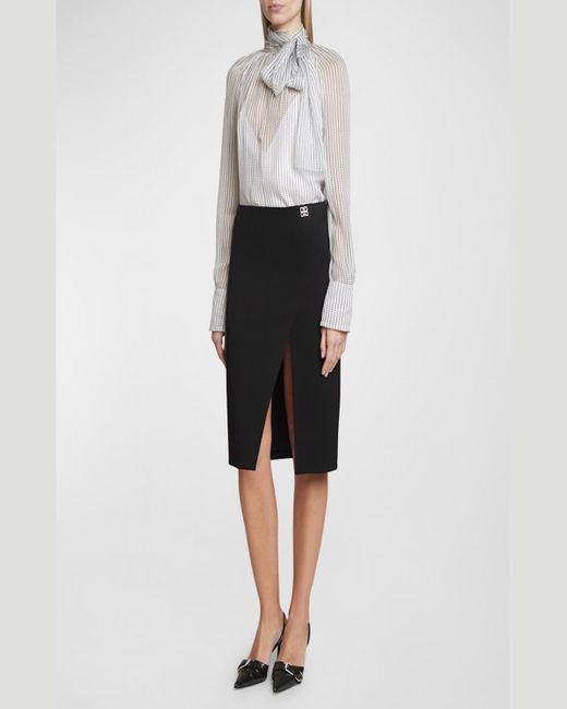 Givenchy Black Wool Pencil Skirt With 4G Buckle Detail
