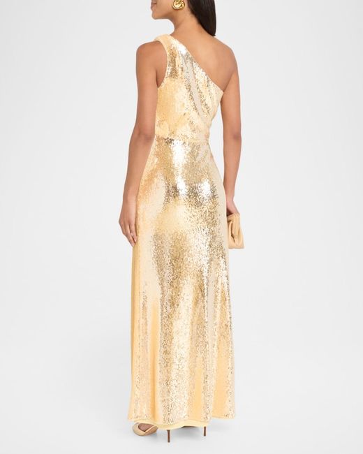 milly gold sequin dress Porsha Sequin One Shoulder Dress in Yellow