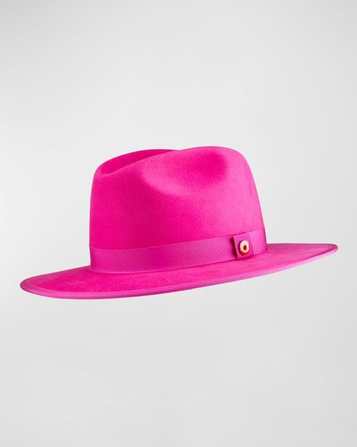 Keith James Pink Queen-Brim Wool Fedora Hat for men