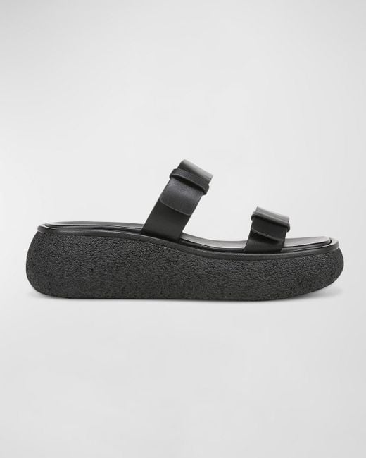 Vince Black Lagos Leather Dual-Strap Platform Sandals