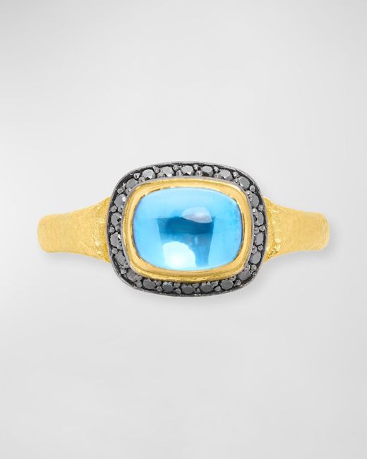 Konstantino 18k Black Diamond Swiss Blue Topaz Ring