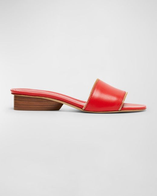 Paul Andrew Red Arc Leather Zip Slide Sandals