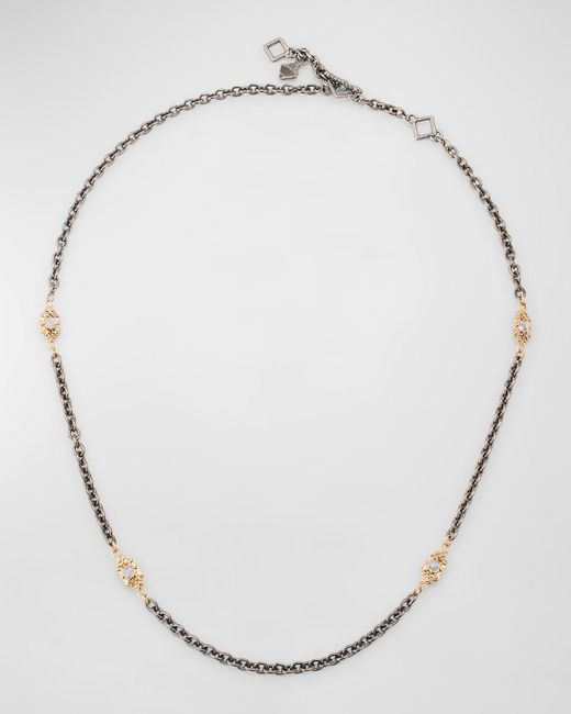 Armenta Metallic Alternating Diamond Scroll Necklace