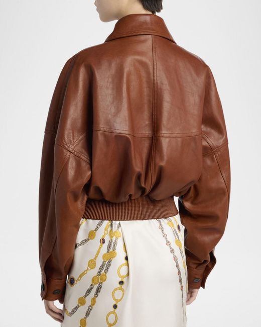 Versace Brown Blouson Leather Jacket