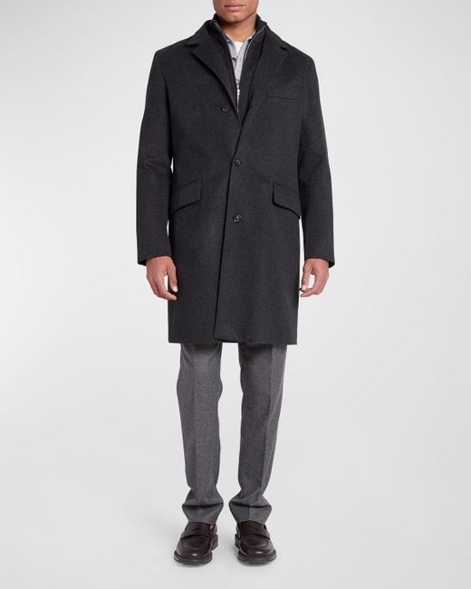 Loro Piana Martingala Cashmere Overcoat With Inset Zip in Black for Men ...