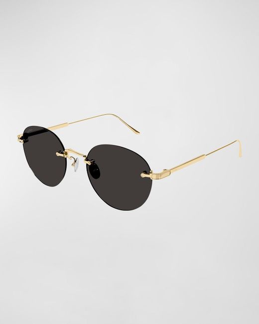 Cartier Metallic Round Rimless Metal Sunglasses for men