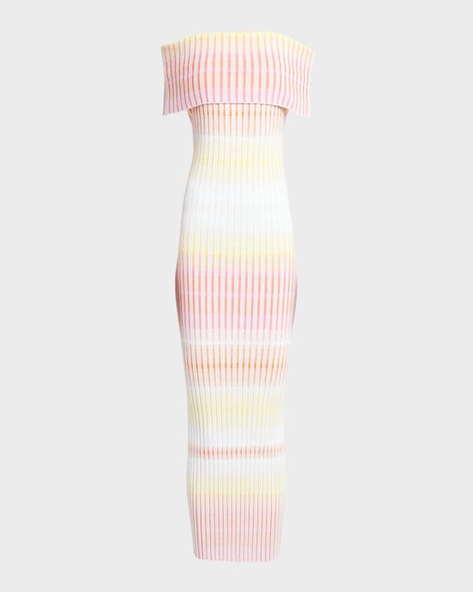 Missoni Multicolor Off-The-Shoulder Rib Midi Dress